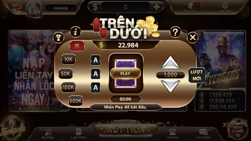 Trên dưới Zowin Giao diện hệ thống game đẹp mắt